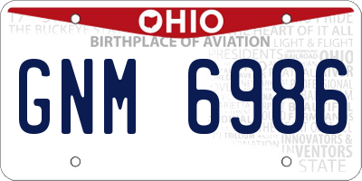 OH license plate GNM6986