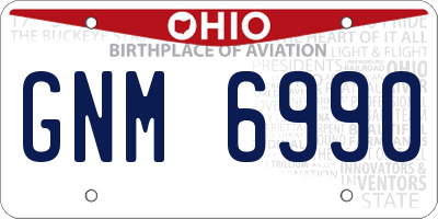 OH license plate GNM6990