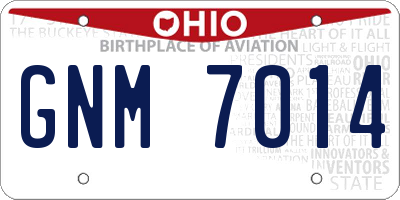OH license plate GNM7014