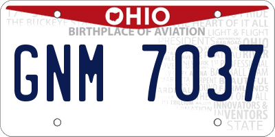 OH license plate GNM7037