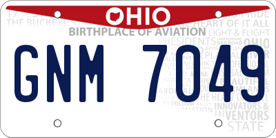 OH license plate GNM7049