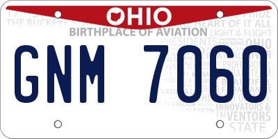 OH license plate GNM7060