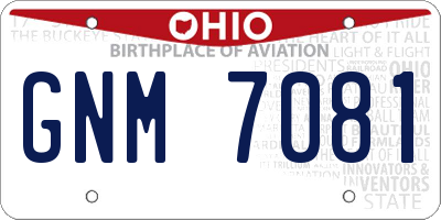 OH license plate GNM7081