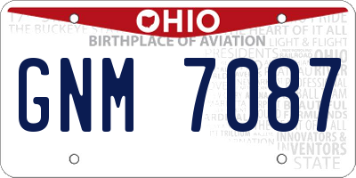 OH license plate GNM7087