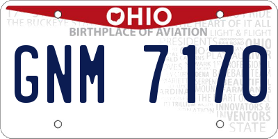 OH license plate GNM7170
