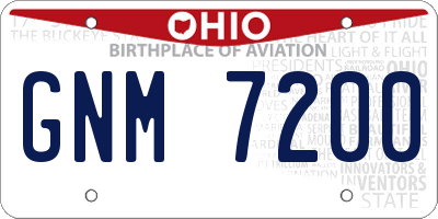 OH license plate GNM7200