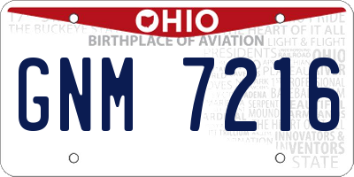 OH license plate GNM7216