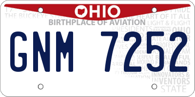 OH license plate GNM7252