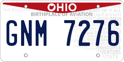 OH license plate GNM7276