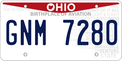 OH license plate GNM7280