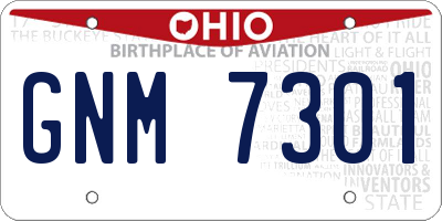 OH license plate GNM7301