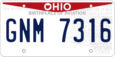 OH license plate GNM7316