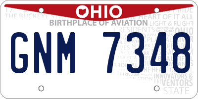OH license plate GNM7348