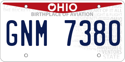 OH license plate GNM7380