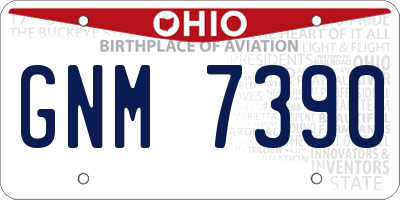 OH license plate GNM7390