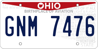 OH license plate GNM7476