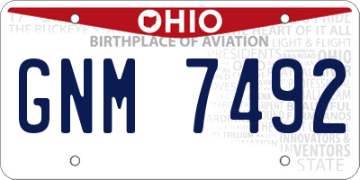 OH license plate GNM7492