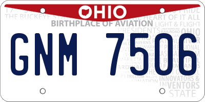 OH license plate GNM7506