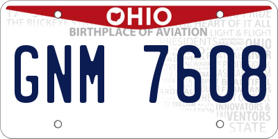 OH license plate GNM7608