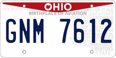 OH license plate GNM7612