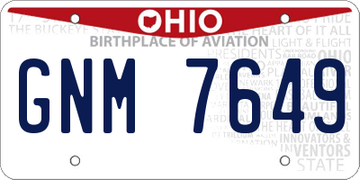 OH license plate GNM7649
