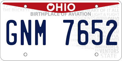 OH license plate GNM7652