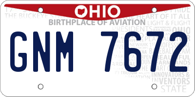 OH license plate GNM7672