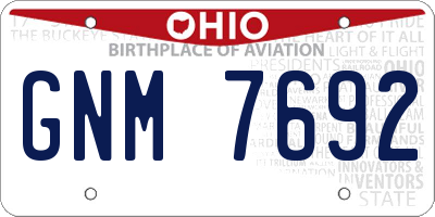 OH license plate GNM7692