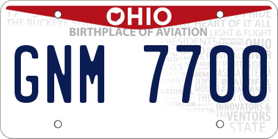 OH license plate GNM7700
