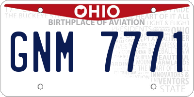OH license plate GNM7771