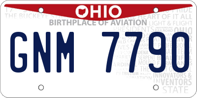 OH license plate GNM7790