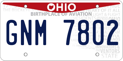 OH license plate GNM7802