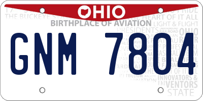 OH license plate GNM7804