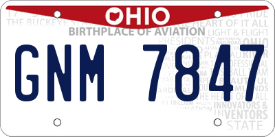 OH license plate GNM7847