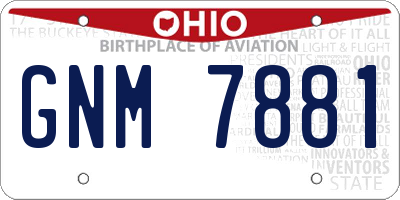 OH license plate GNM7881