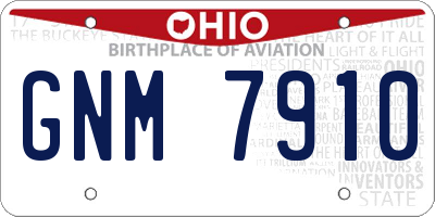 OH license plate GNM7910
