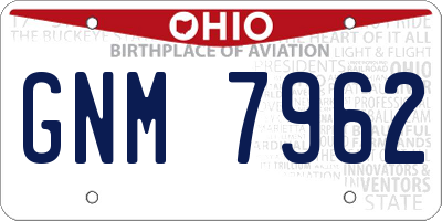 OH license plate GNM7962