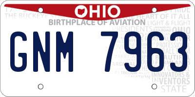 OH license plate GNM7963