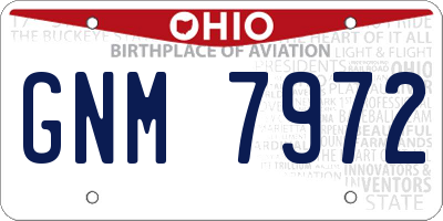 OH license plate GNM7972