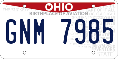 OH license plate GNM7985