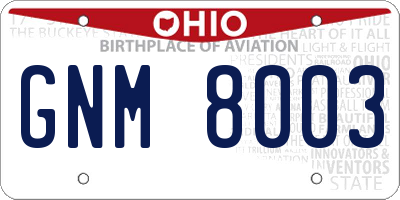 OH license plate GNM8003