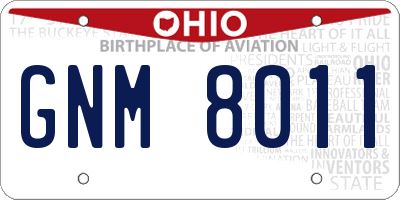 OH license plate GNM8011