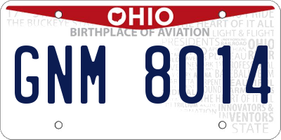 OH license plate GNM8014