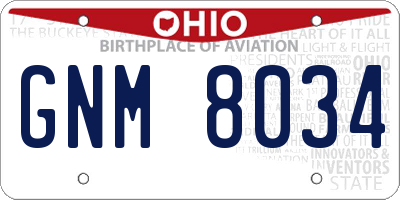 OH license plate GNM8034