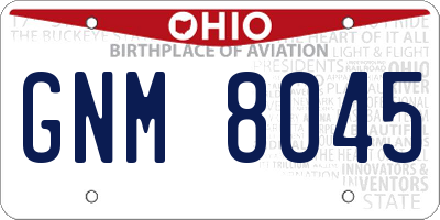 OH license plate GNM8045