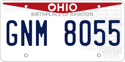 OH license plate GNM8055