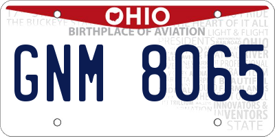 OH license plate GNM8065