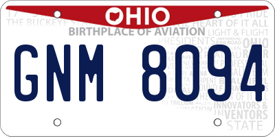 OH license plate GNM8094