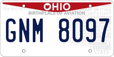 OH license plate GNM8097