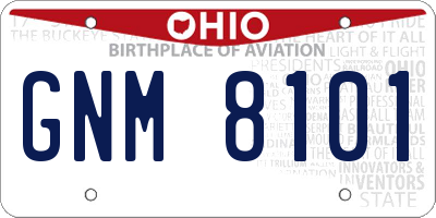 OH license plate GNM8101